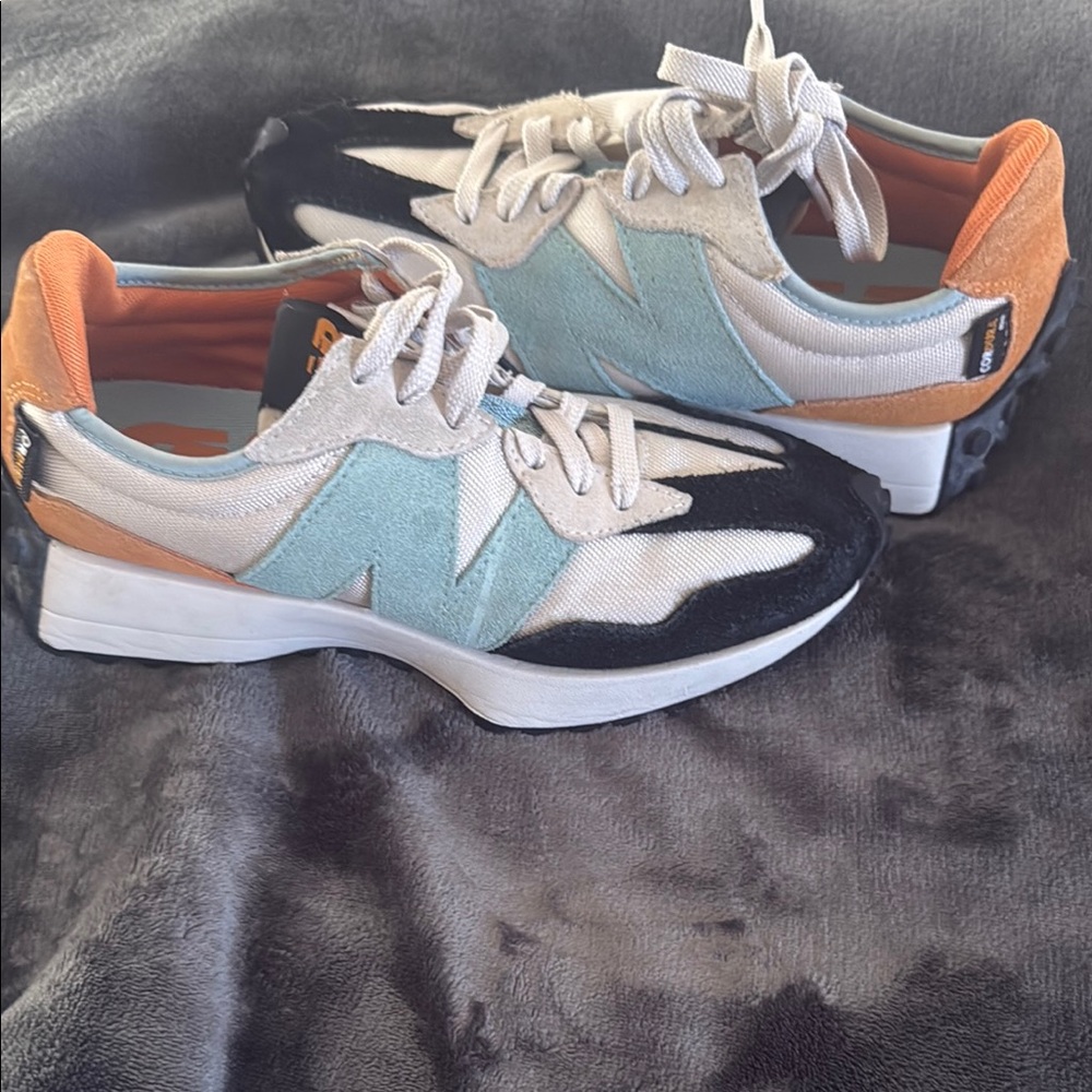 Stylish Women's Sneakers in Blue, Black, and Orange